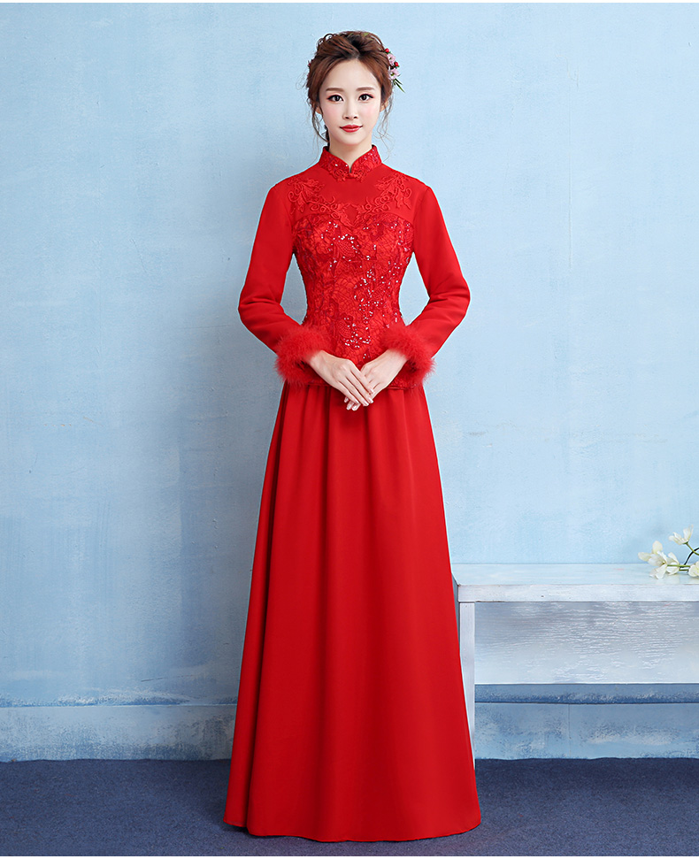古典中式礼服，中国风保暖晚礼服