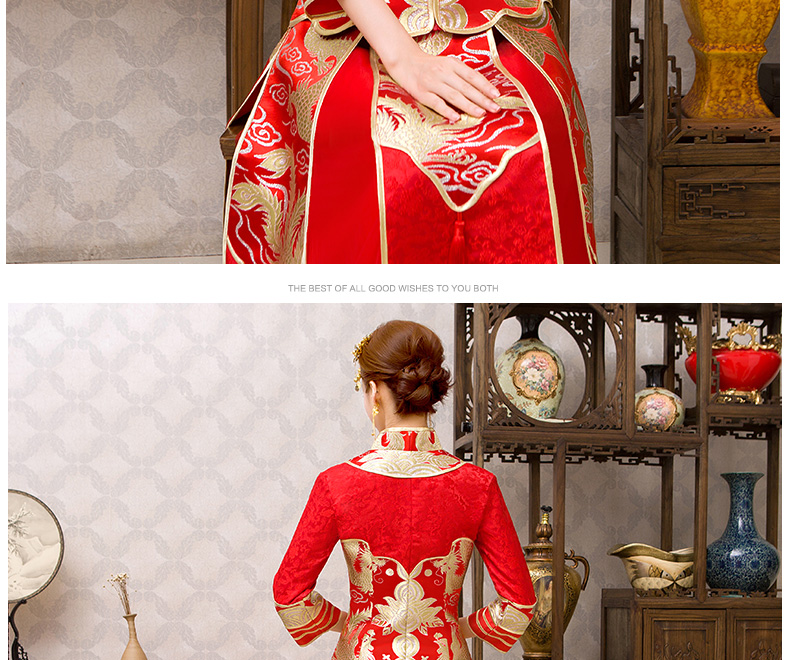红色龙凤褂中式礼服，唯美新娘结婚礼服
