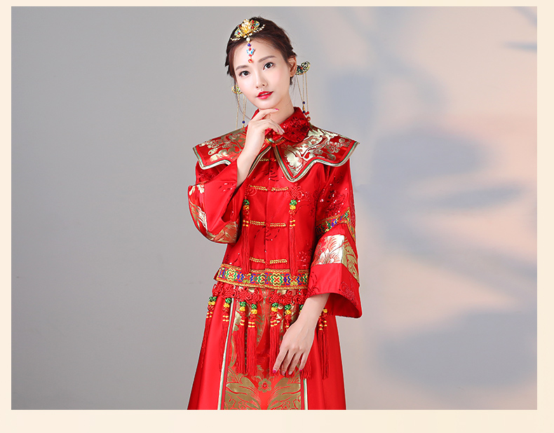 传统古典刺绣中式礼服，中国风唯美新娘礼服