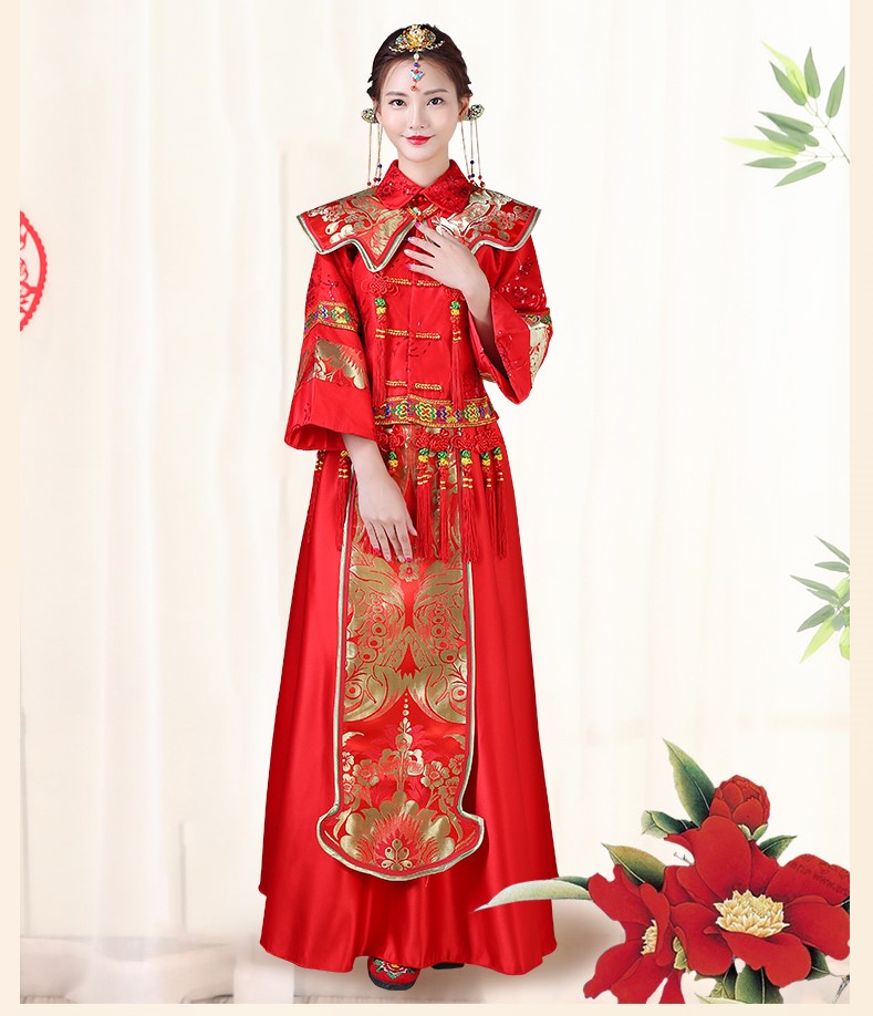 传统古典刺绣中式礼服，中国风唯美新娘礼服