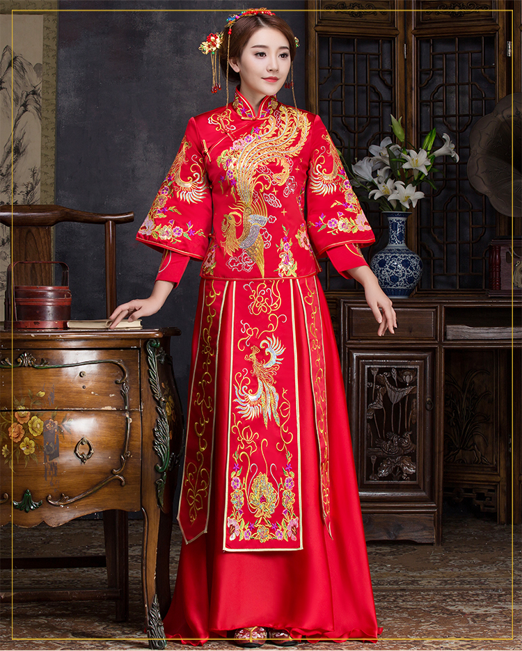 优雅时尚中式礼服，复古中国风新娘礼服