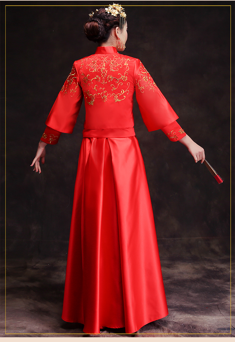 时尚简约中式礼服，复古中国风新娘礼服