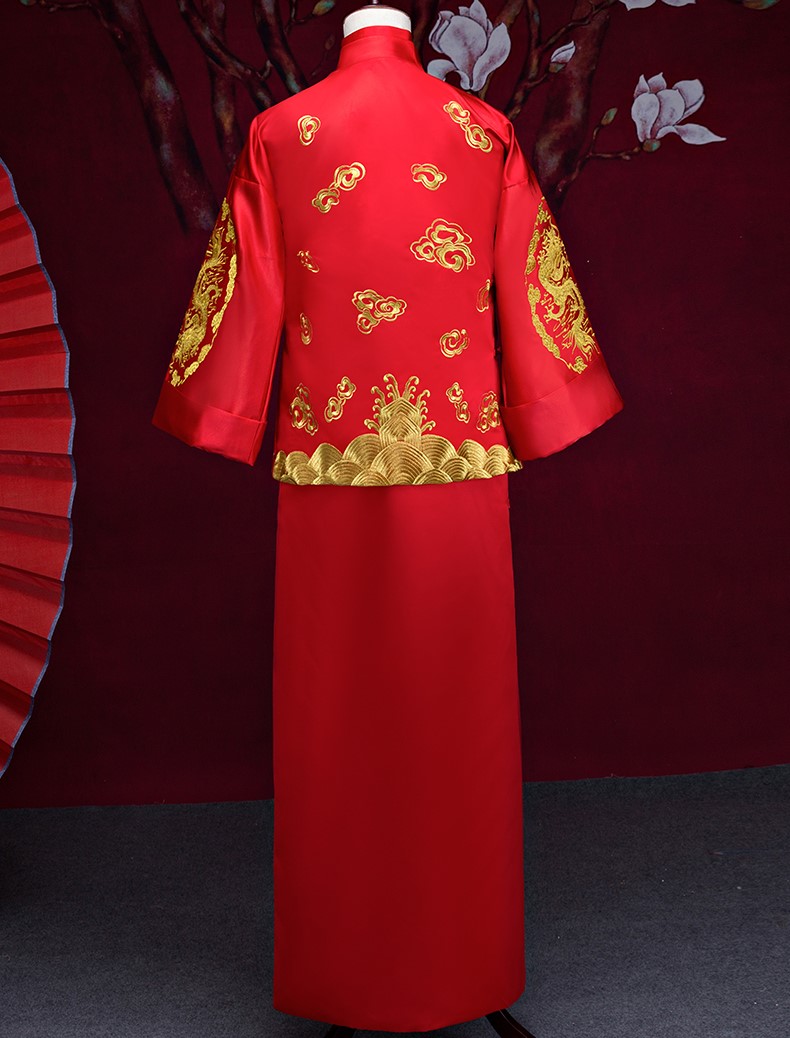 金龙男士古装中式礼服，复古中国风新郎礼服