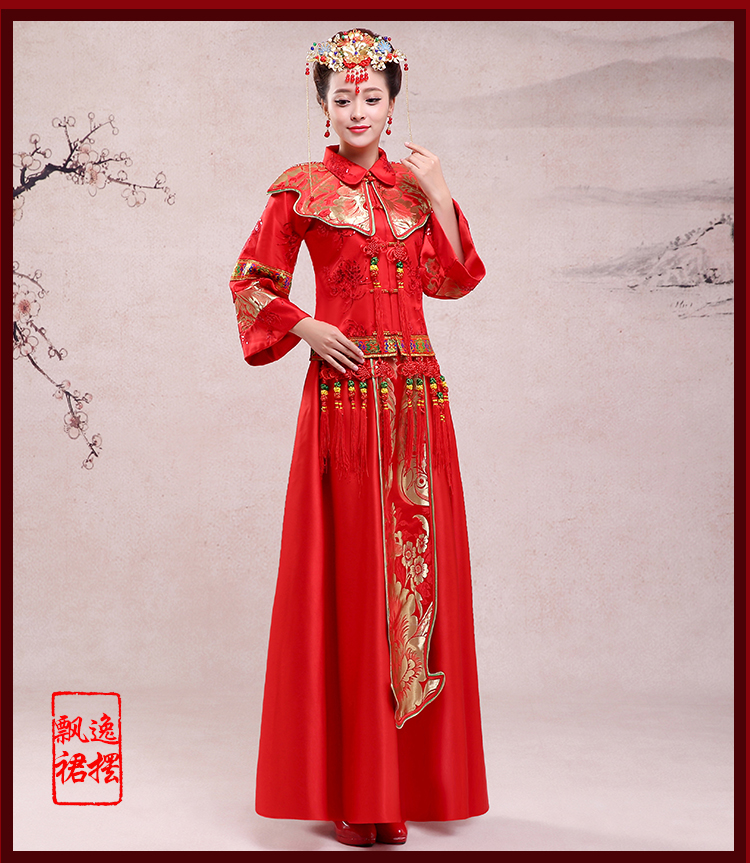 中国传统式新娘礼服，凤冠霞帔中式礼服