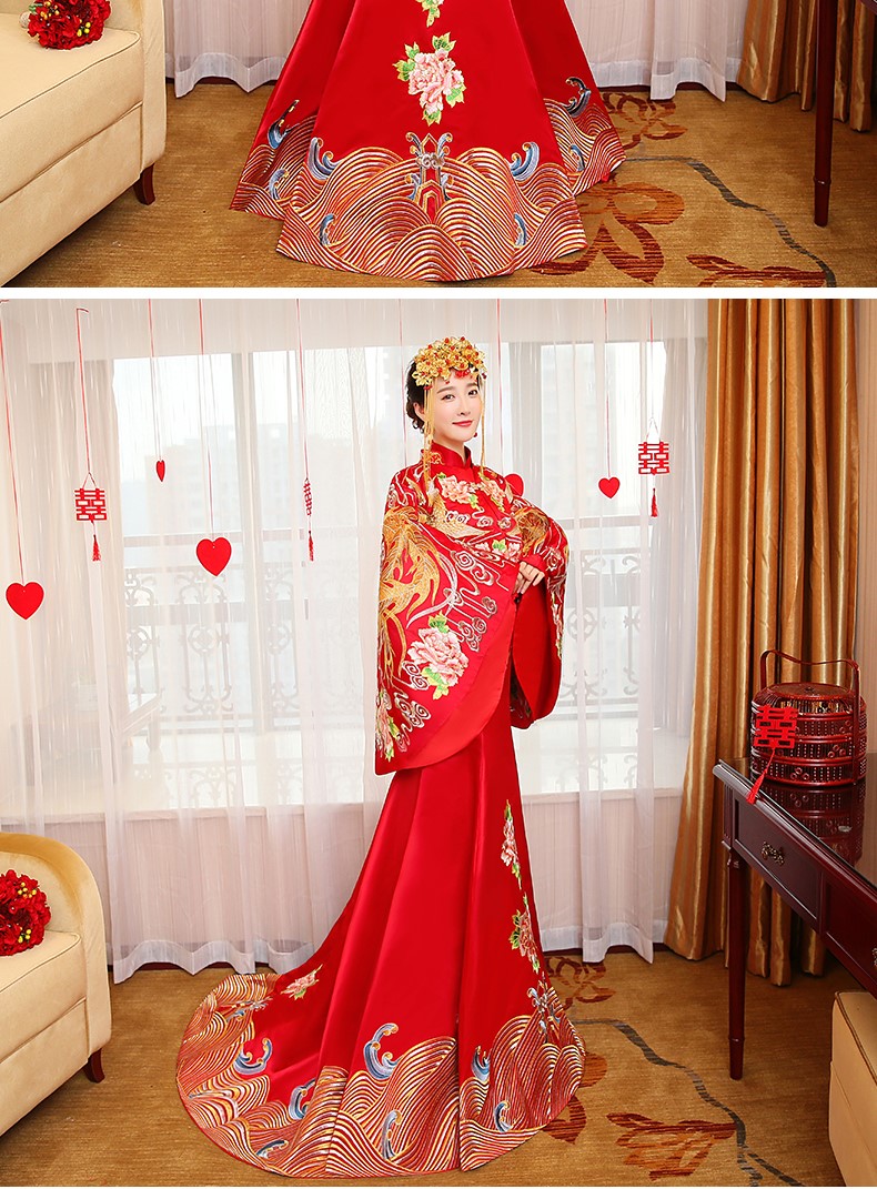 华丽复古中式礼服，新娘鱼尾结婚礼服