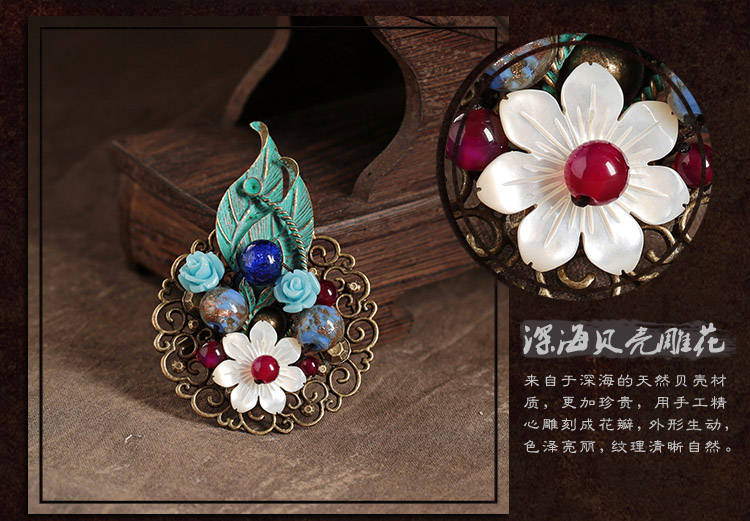 满涧幽花胸针，树叶贝壳胸花饰品