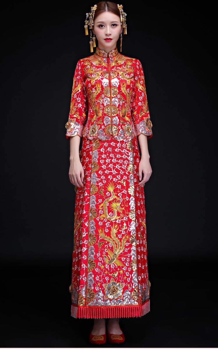 复古传统中式礼服，时尚中国风新娘礼服