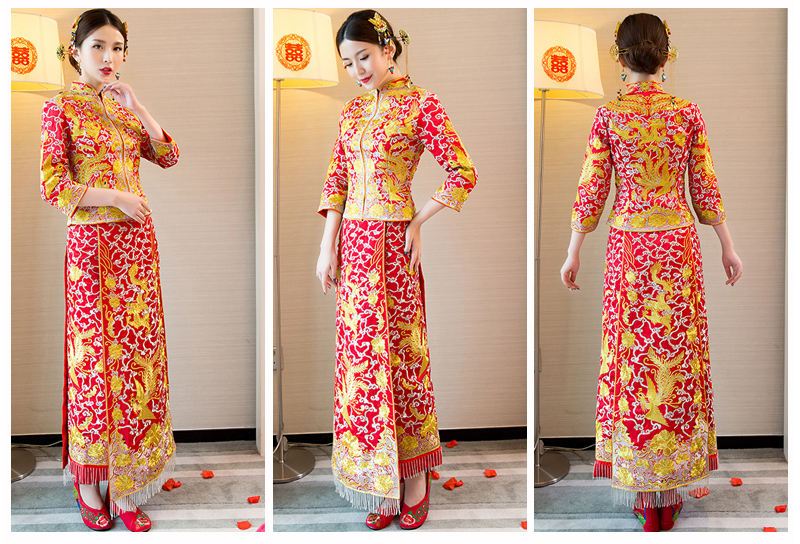 龙凤褂中式婚礼礼服，时尚中国风新娘礼服