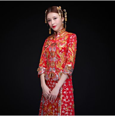 复古传统中式礼服，时尚中国风新娘礼服
