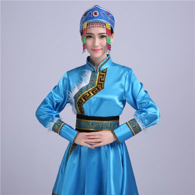 简约大方的蒙古族女装服饰，少数民族服装