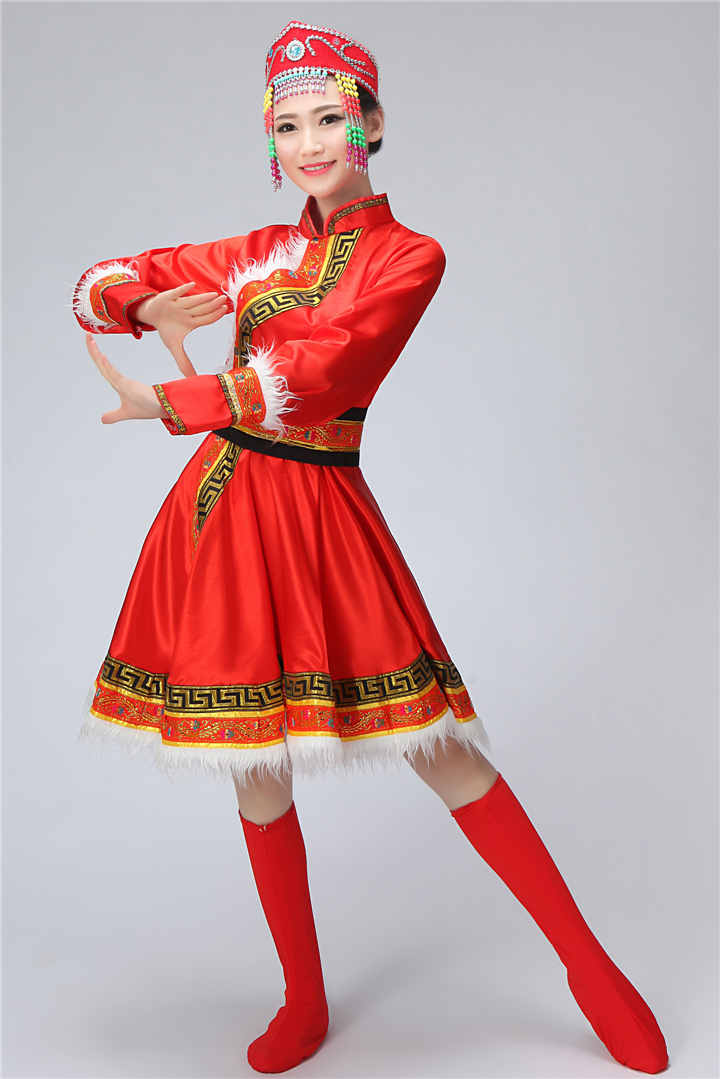 简约大方的蒙古族女装服饰，少数民族服装