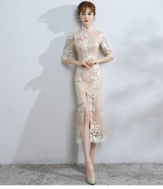 小清新蕾丝旗袍，改良时尚鱼尾旗袍裙