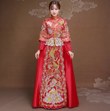 雍容华贵中式礼服，复古时尚中国风新娘礼服