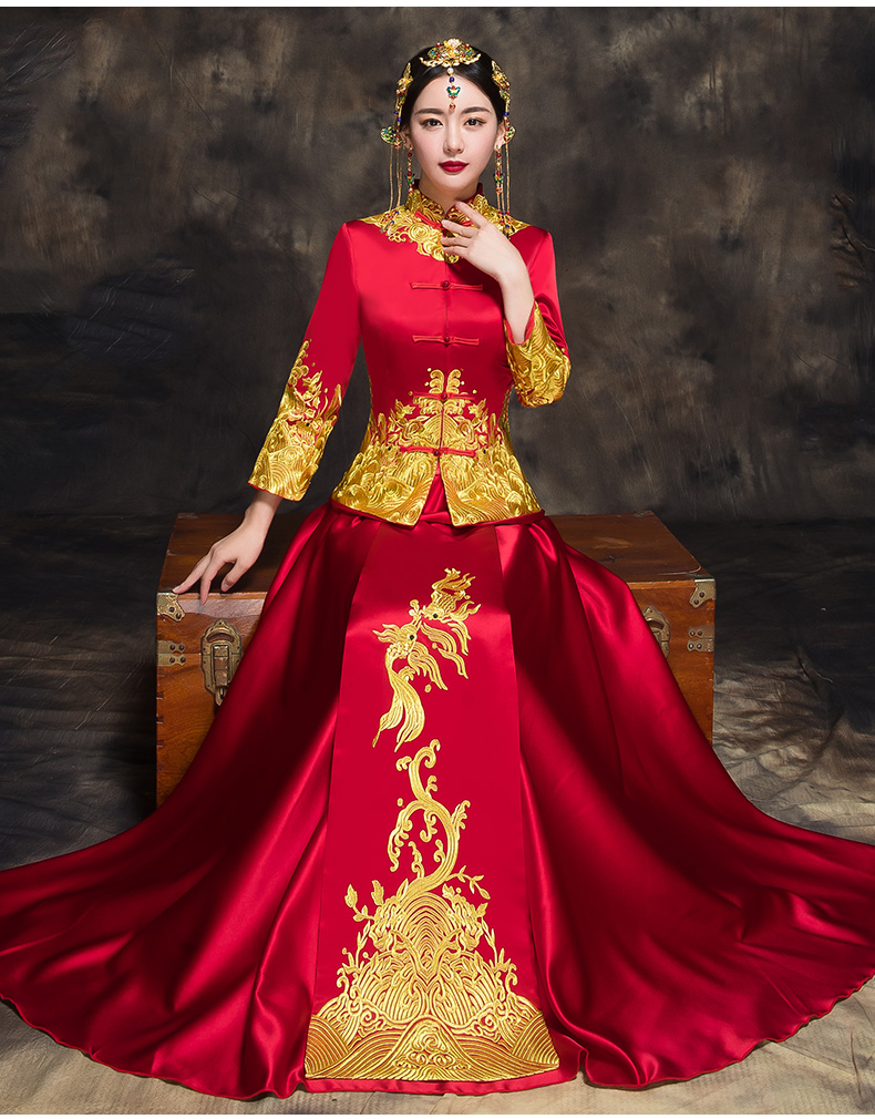 中国风新娘秀禾礼服，唯美中式结婚礼服