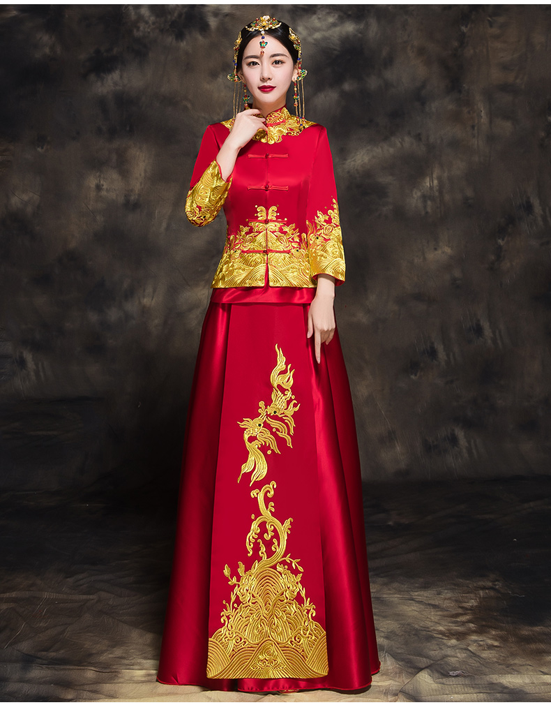 中国风新娘秀禾礼服，唯美中式结婚礼服