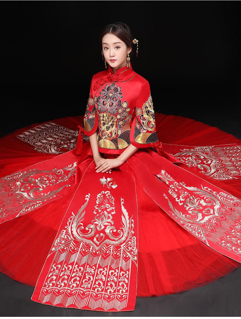时尚中国风新娘礼服，结婚礼服中式礼服