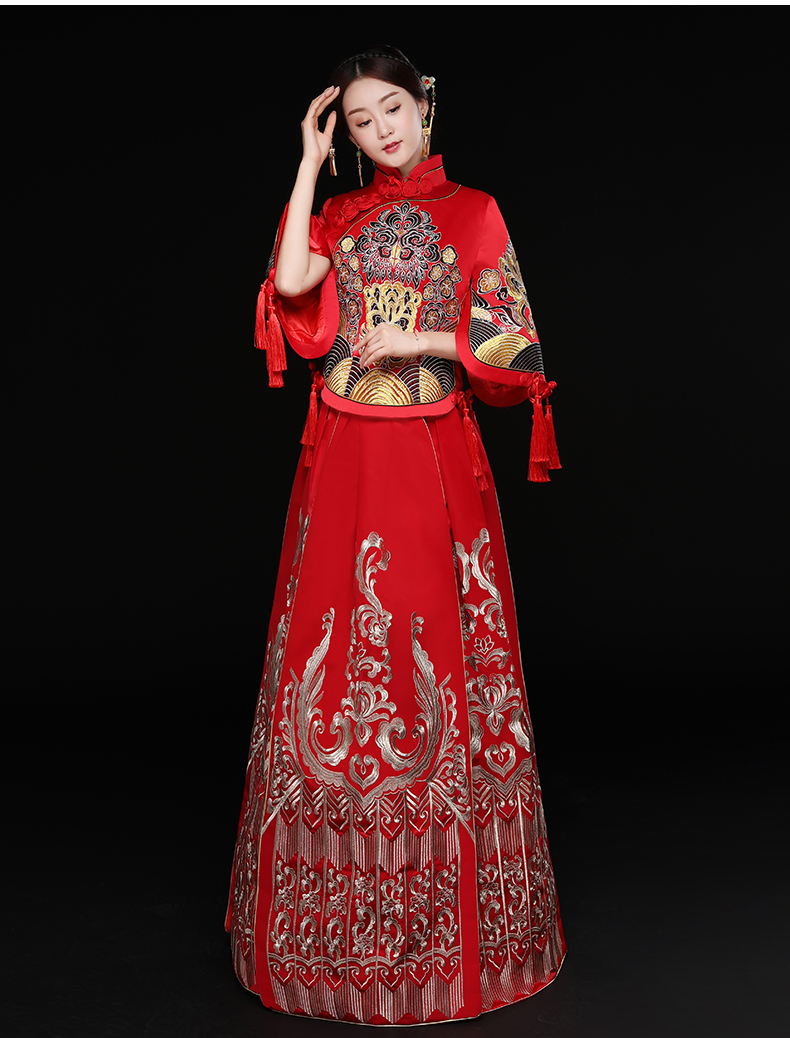 时尚中国风新娘礼服，结婚礼服中式礼服