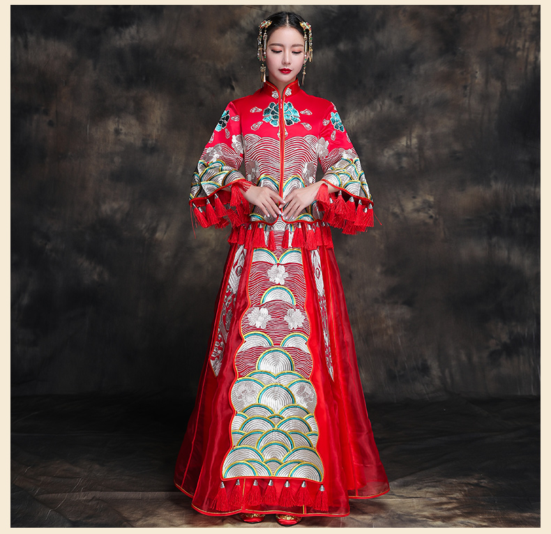 复古典雅新娘礼服，唯美中式结婚礼服