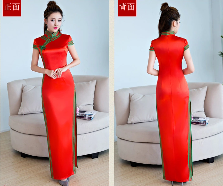 时尚中国风红色走秀旗袍