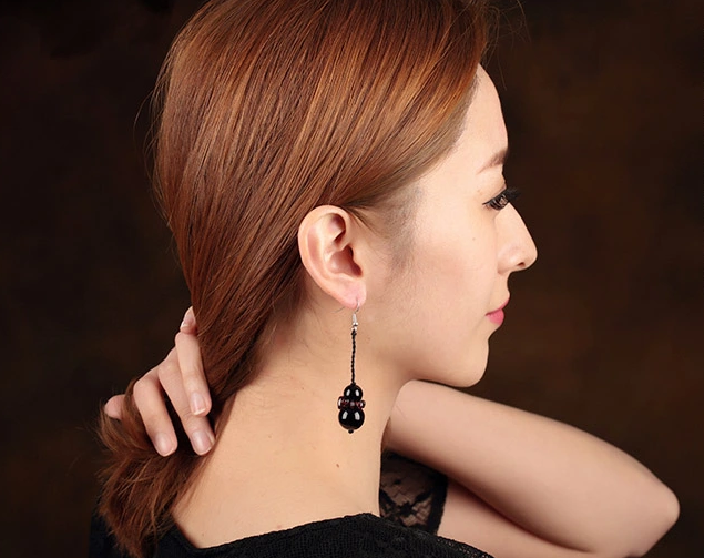 石榴石玛瑙中国风古典长款耳环首饰