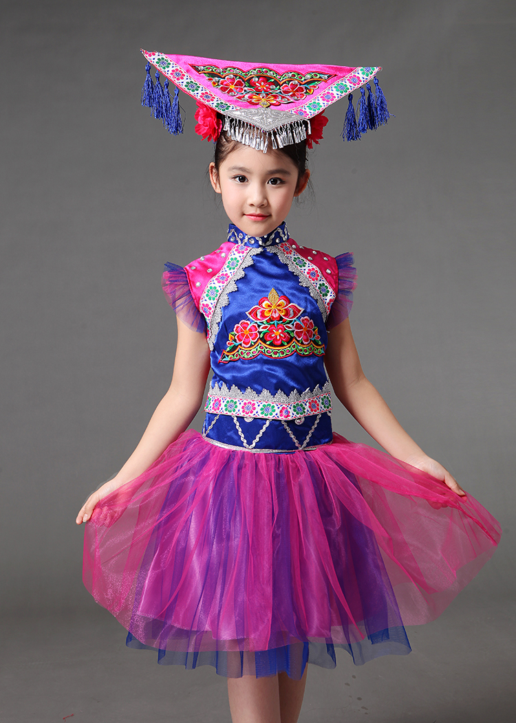 儿童款苗族壮族民族服饰蓬蓬裙少数民族服装