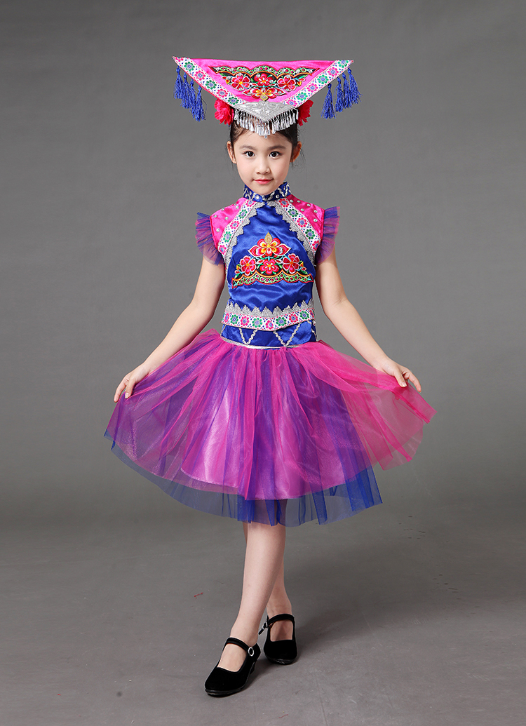 儿童款苗族壮族民族服饰蓬蓬裙少数民族服装