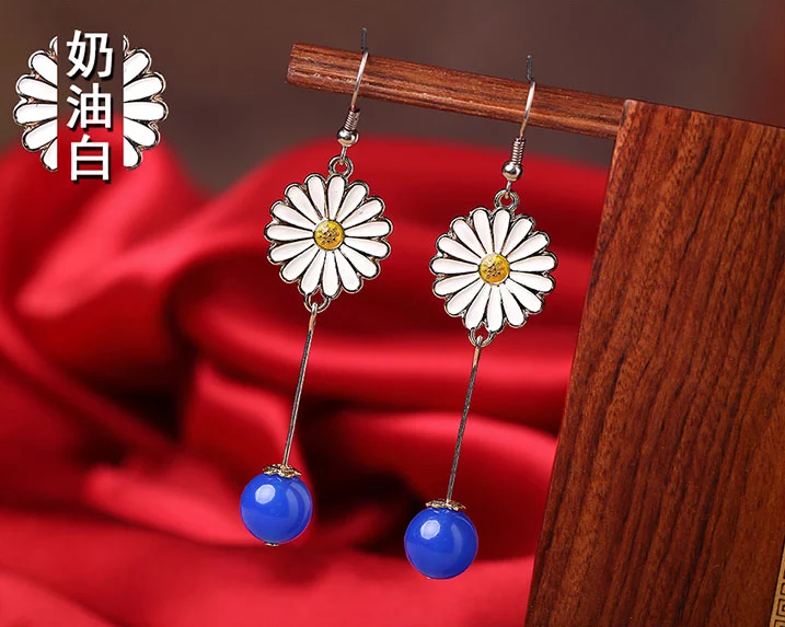 中国风时尚花朵吊坠复古可爱耳环