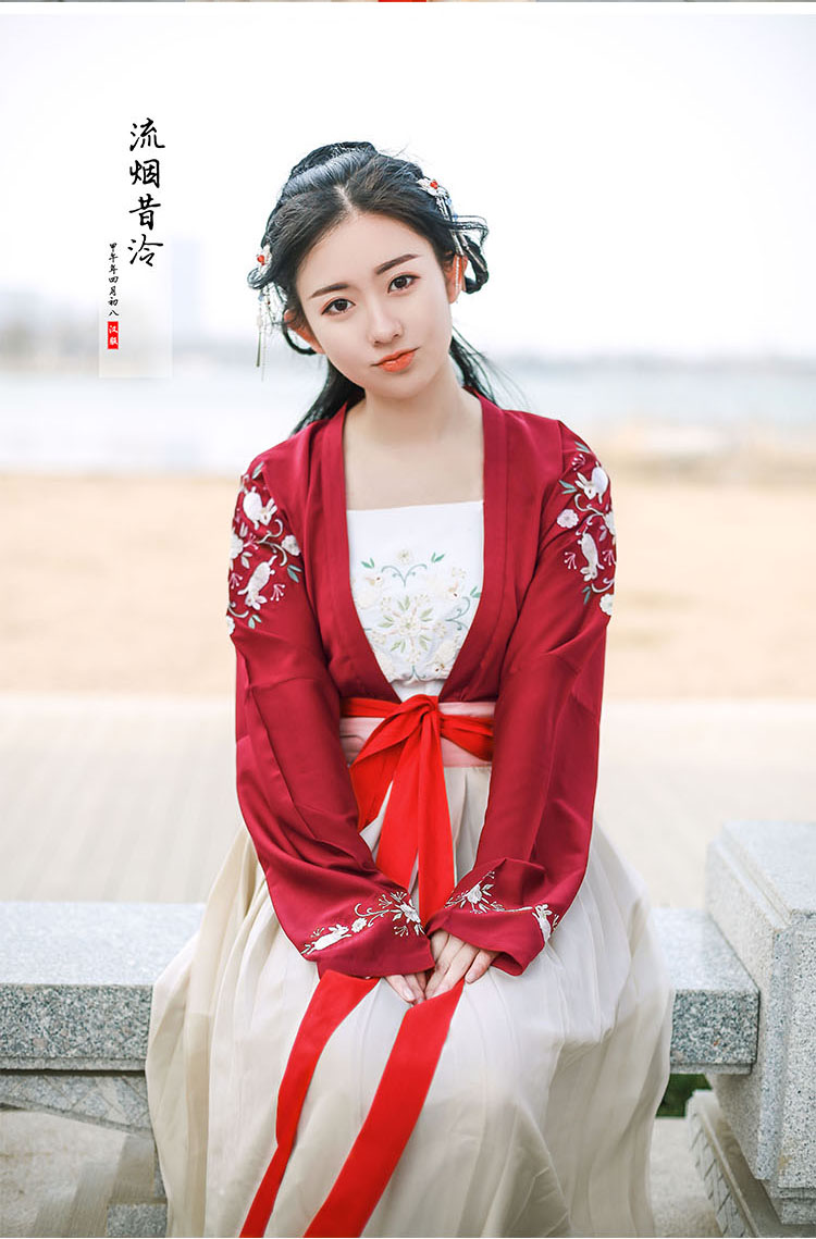汉服女夏装对襟齐腰齐胸襦裙