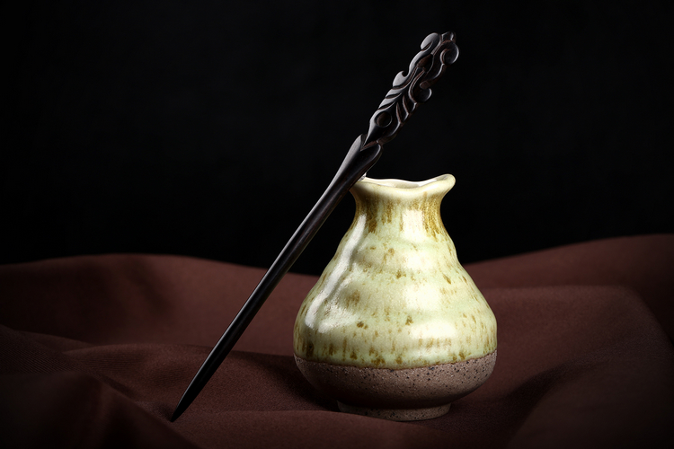 手工复古典中国风黑檀木发簪木质簪子