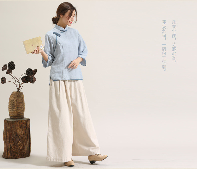 唐装女夏盘扣禅意装中式茶服