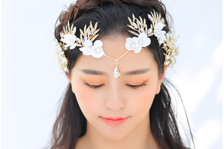 中国风新娘结婚花朵水钻头饰额饰