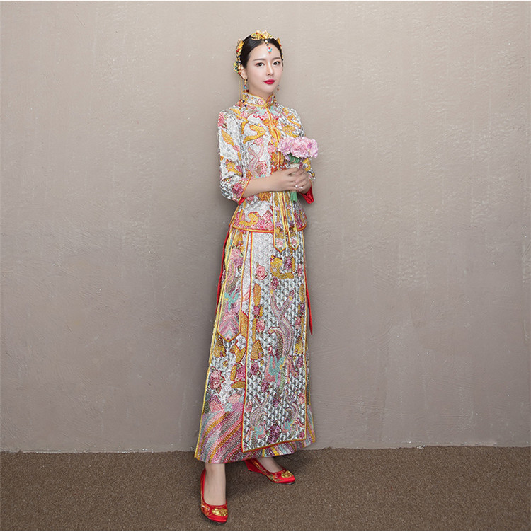 中式新娘礼服龙凤褂旗袍嫁衣