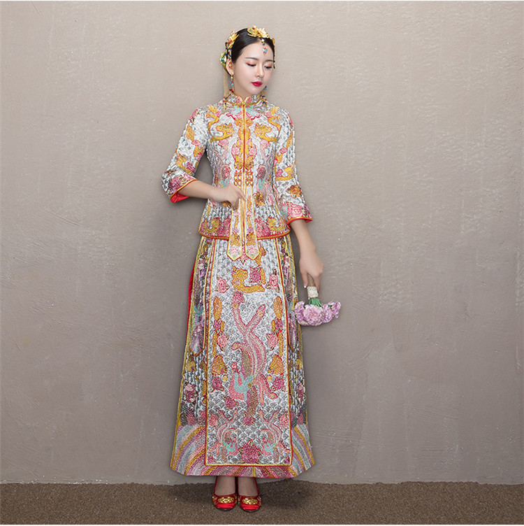 中式新娘礼服龙凤褂旗袍嫁衣
