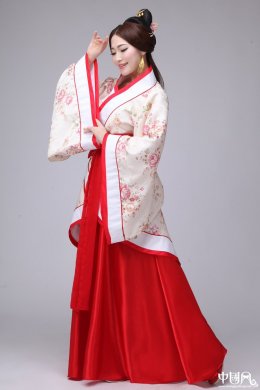 牡丹花传统广袖汉服