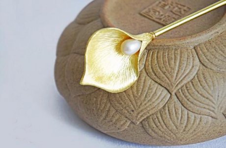 中国古风手工珍珠单簪发簪子