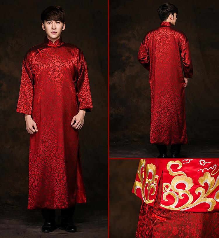 黄晓明结婚礼服古典中式婚礼长袍马褂中式礼服