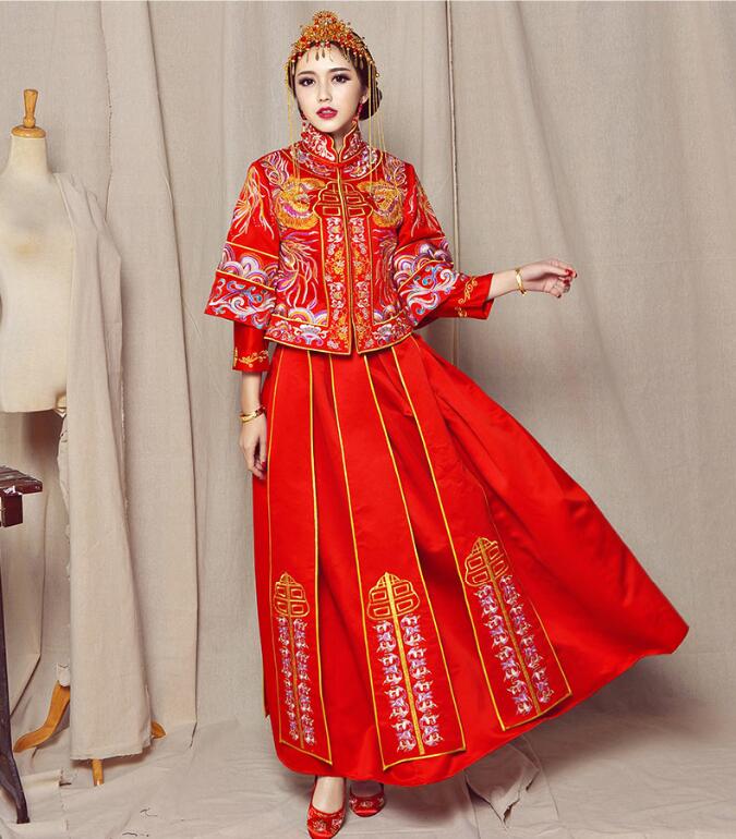 中国风秀禾服刺绣裙褂中式礼服