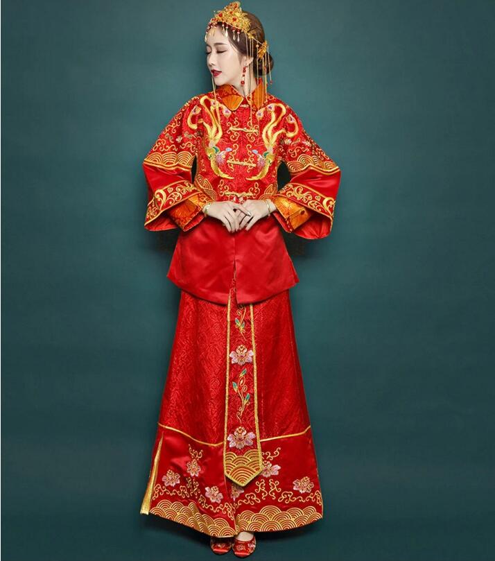 凤凰于飞刺绣中国风嫁衣中式礼服