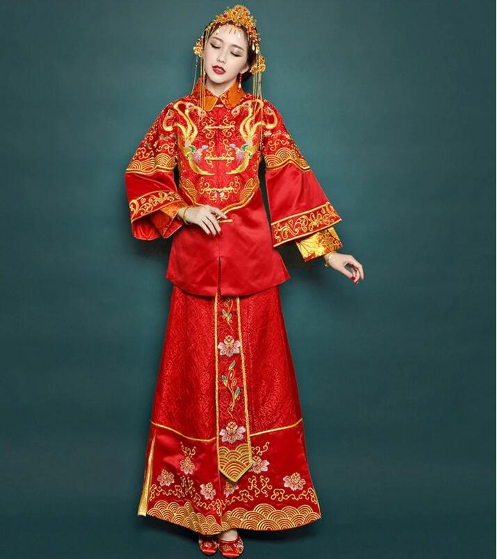 凤凰于飞刺绣中国风嫁衣中式礼服