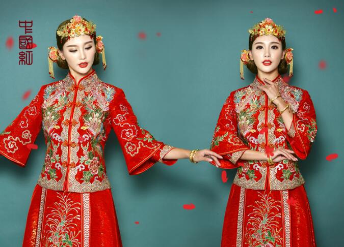 中国风秀禾服新娘礼服中式婚礼礼服图片