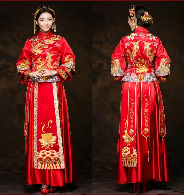 中国风绣花喜字新娘礼服中式婚礼礼服