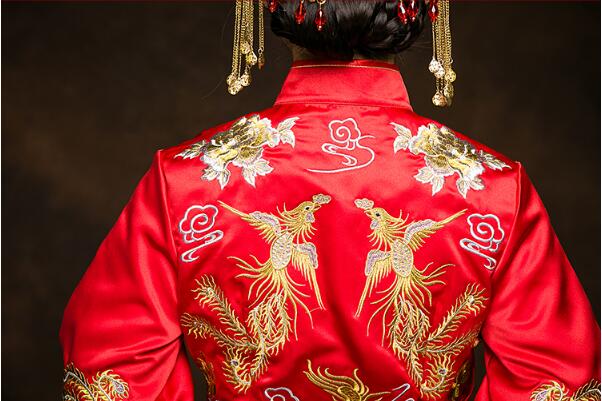 中国风绣花喜字新娘礼服中式婚礼礼服