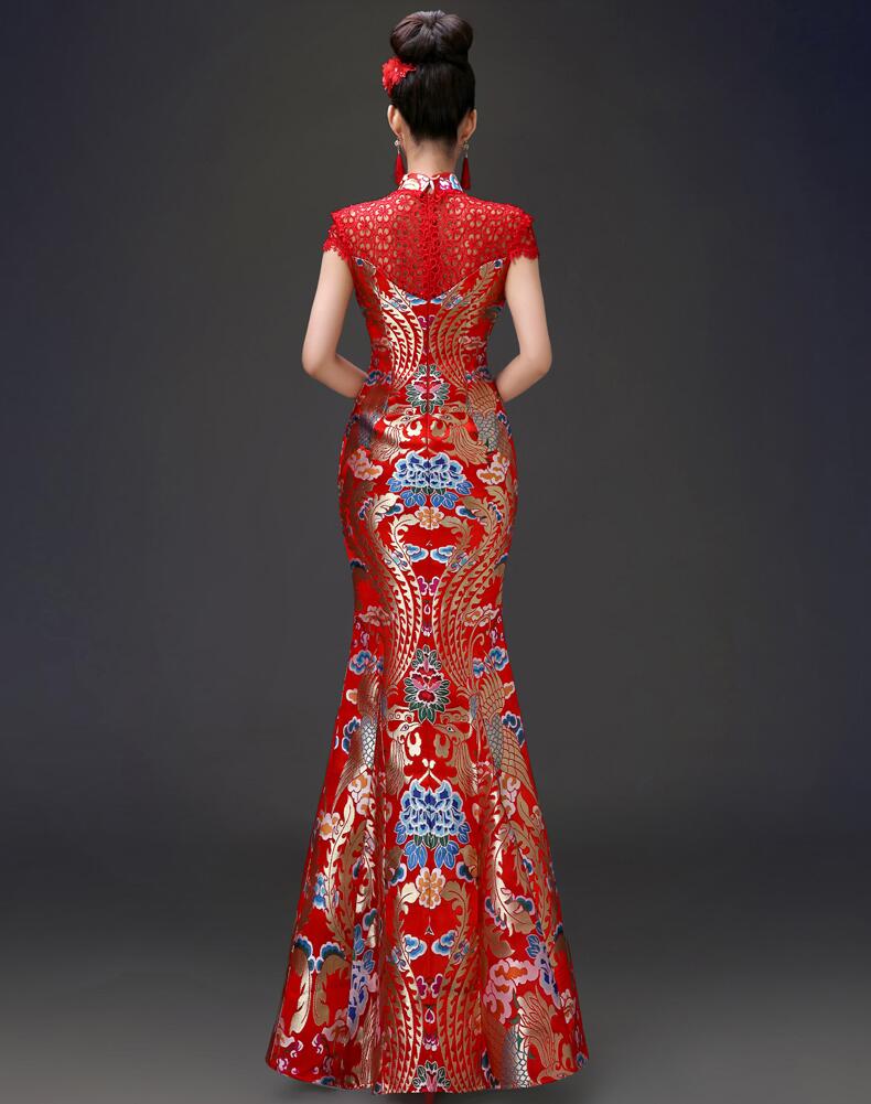 中国风立领镂空设计中式礼服图片