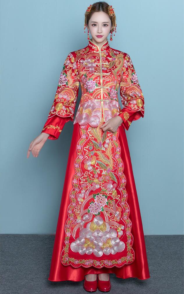 中国风刺绣旗袍嫁衣中式礼服