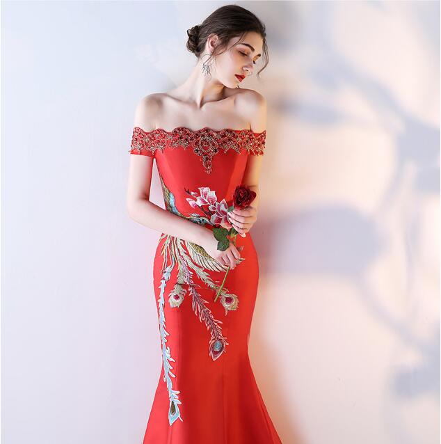 中国风刺绣绑带中式婚礼礼服