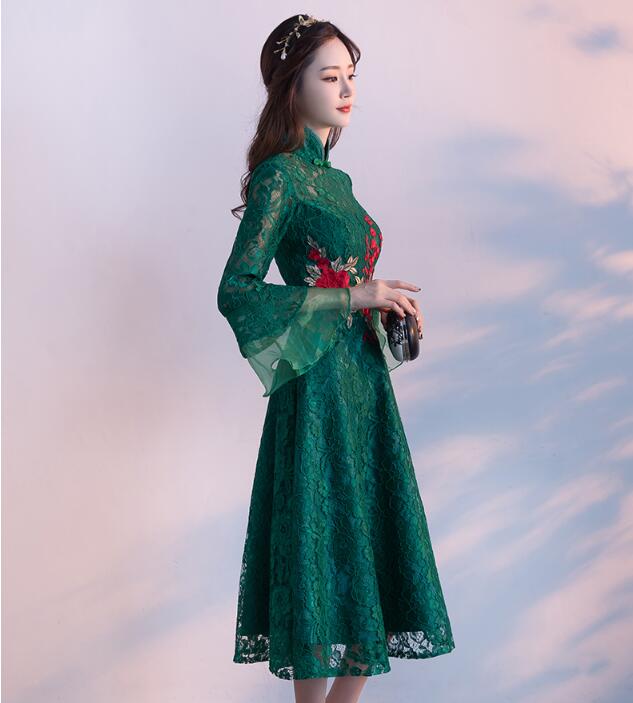中国风盘扣苏绣印花中式礼服