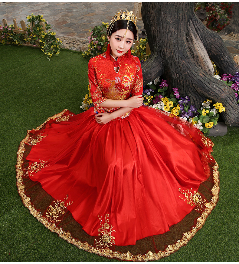 中式旗袍，敬酒服新娘旗袍