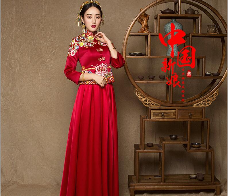 中式礼服新娘龙凤褂,敬酒服旗袍古装