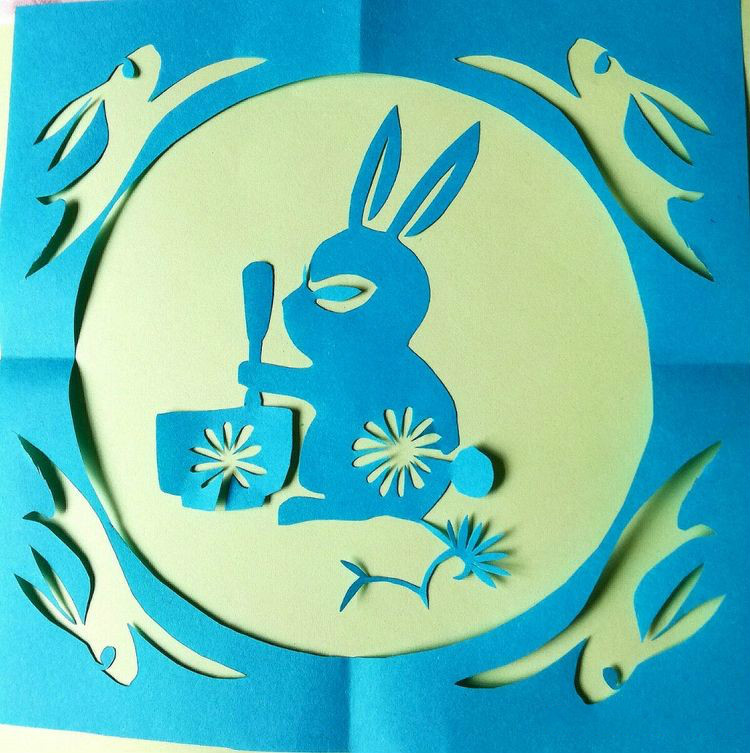 创意十足中秋玉兔剪纸，兔子闹仲秋