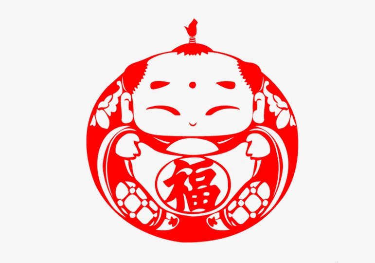 六款吉祥福娃剪纸图案：吉祥如意万事顺